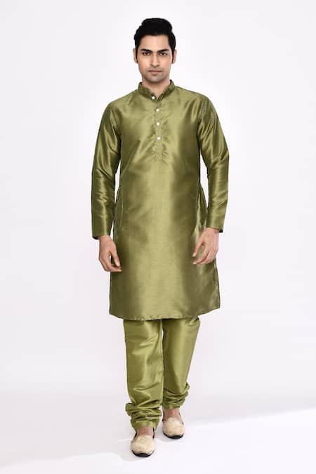Arihant Rai Sinha_Green Silk Blend Churidar _Online_at_Aza_Fashions