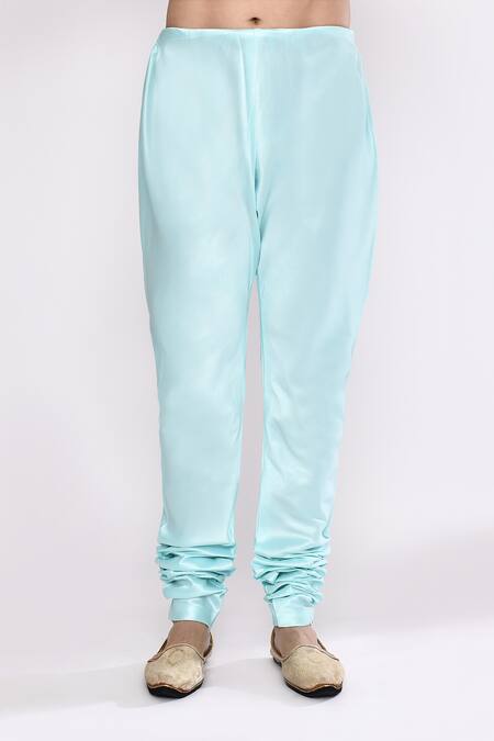 Arihant Rai Sinha_Blue Silk Turquoise Blend Churidar _Online_at_Aza_Fashions