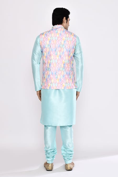 Arihant Rai Sinha Turquoise Silk Blend Churidar 