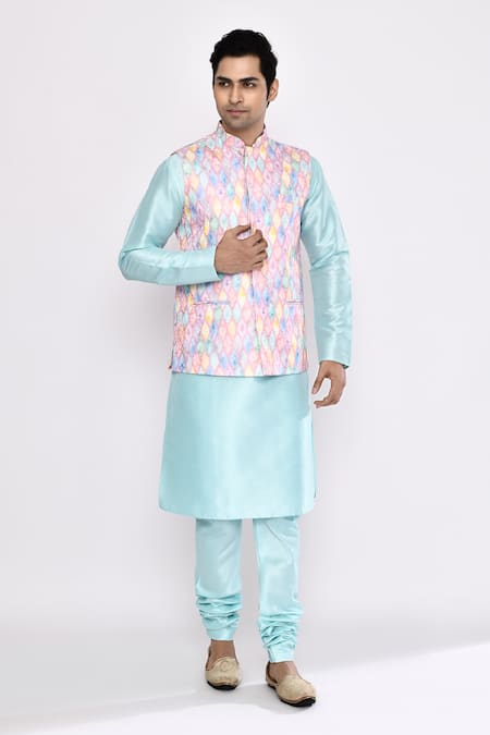 Arihant Rai Sinha Blue Silk Turquoise Blend Churidar 
