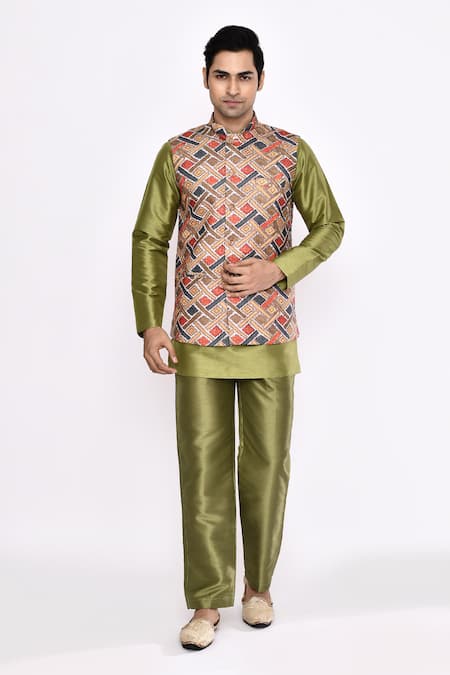 Arihant Rai Sinha Green Silk Blend Pyjama 