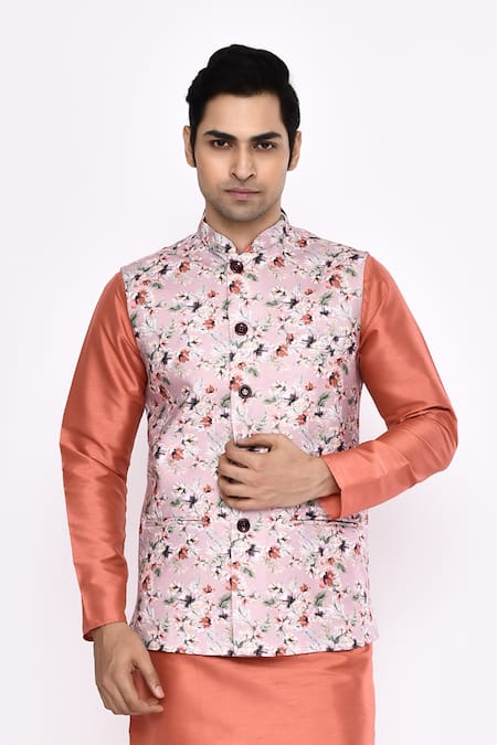 Arihant Rai Sinha_Peach Silk Blend Pyjama _at_Aza_Fashions