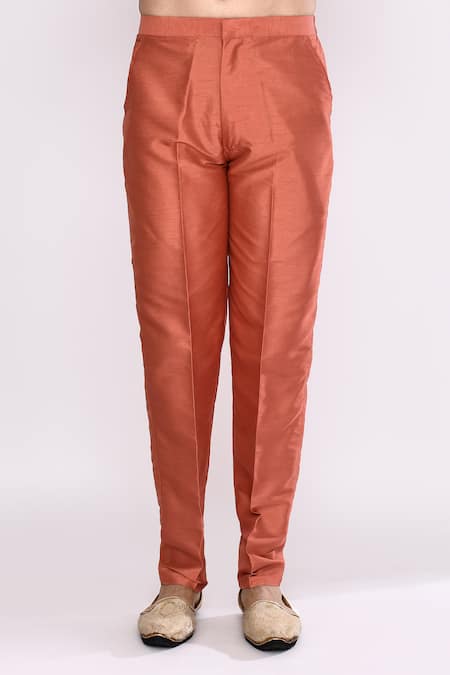 Buy_Arihant Rai Sinha_Peach Silk Blend Pyjama _Online_at_Aza_Fashions