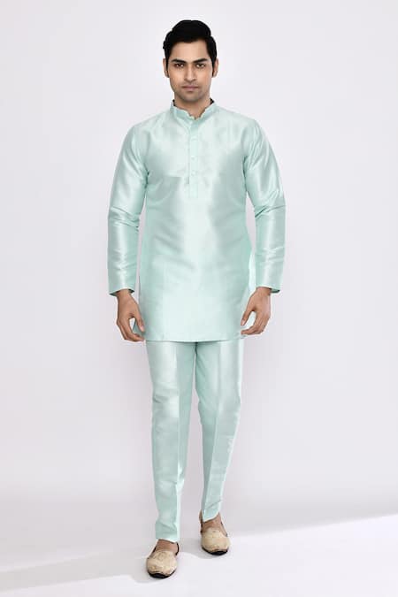 Arihant Rai Sinha_Green Silk Sea Blend Pyjama _Online_at_Aza_Fashions