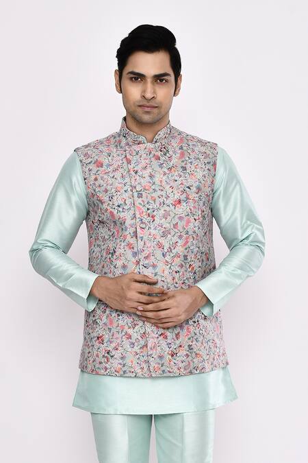 Arihant Rai Sinha_Green Silk Sea Blend Pyjama _at_Aza_Fashions