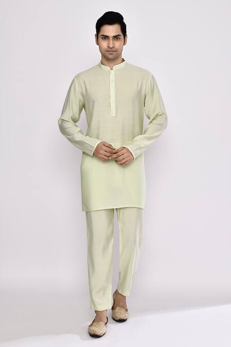 Arihant Rai Sinha_Green Silk Sea Blend Pyjama _Online_at_Aza_Fashions
