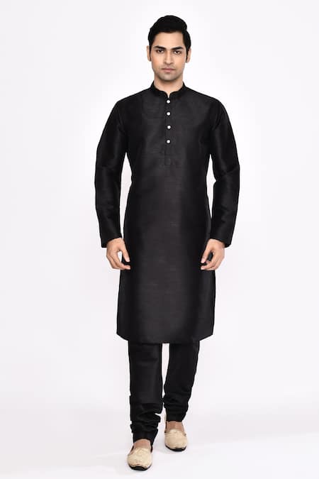 Arihant Rai Sinha Black Silk Blend Kurta 