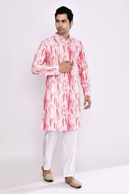 Shop_Arihant Rai Sinha_Pink Cotton Pure Kurta _Online_at_Aza_Fashions