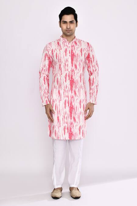 Arihant Rai Sinha_Pink Cotton Pure Kurta _at_Aza_Fashions