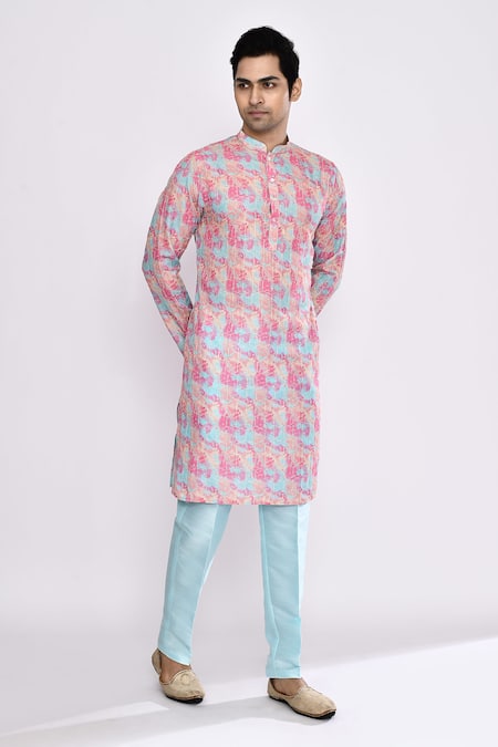 Buy_Arihant Rai Sinha_Multi Color Silk Blend Kurta _Online_at_Aza_Fashions