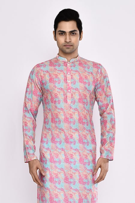 Arihant Rai Sinha_Multi Color Silk Blend Kurta _at_Aza_Fashions