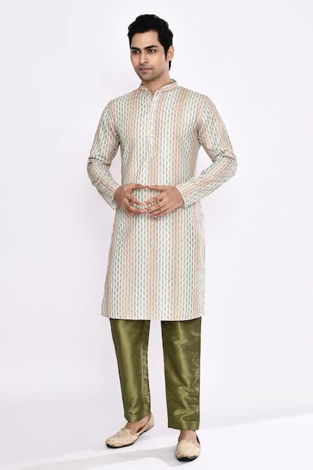 Shop_Arihant Rai Sinha_Multi Color Cotton Kurta _Online_at_Aza_Fashions