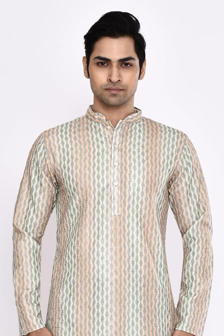 Arihant Rai Sinha_Multi Color Cotton Kurta _at_Aza_Fashions