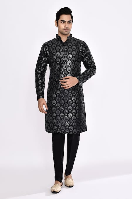 Arihant Rai Sinha Black Silk Blend Kurta 