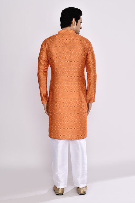 Arihant Rai Sinha Mustard Yellow Silk Blend Long Kurta 