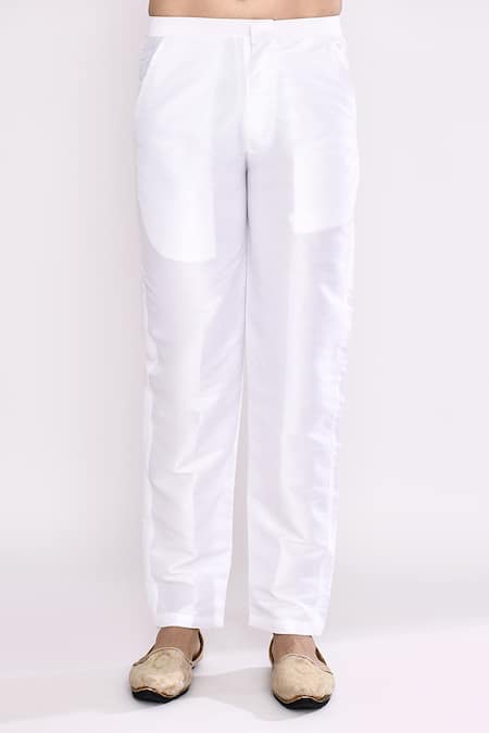 Arihant Rai Sinha_Orange Silk, Cotton Embroidery Mustard Yellow Blend Long Kurta _at_Aza_Fashions