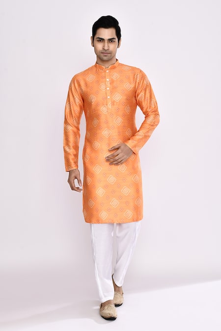 Arihant Rai Sinha Orange Silk Blend Kurta 