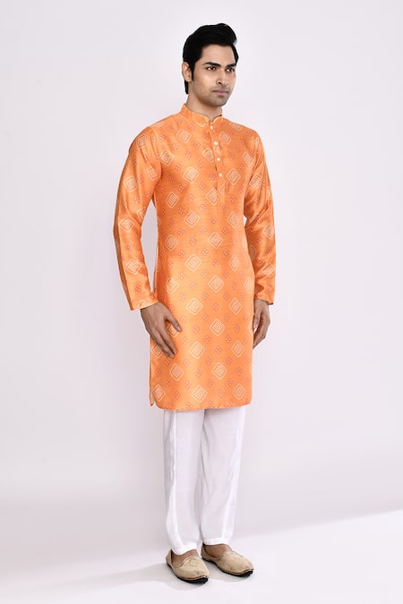 Buy_Arihant Rai Sinha_Orange Silk Embroidery Blend Kurta 
