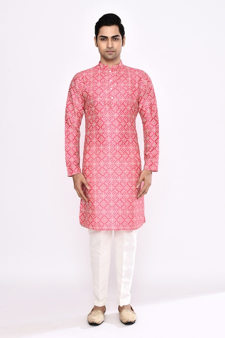 Buy_Arihant Rai Sinha_Pink Silk Printed Kurta 