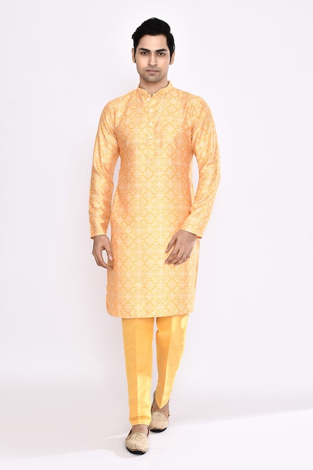 Arihant Rai Sinha Yellow Silk Blend Kurta 