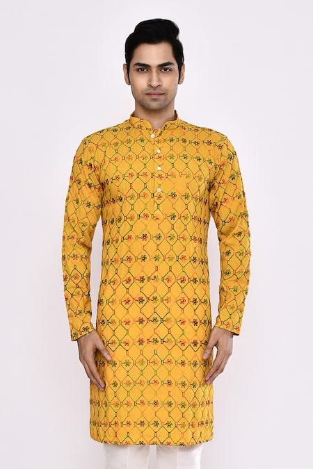 Arihant Rai Sinha Yellow Printed Kurta 