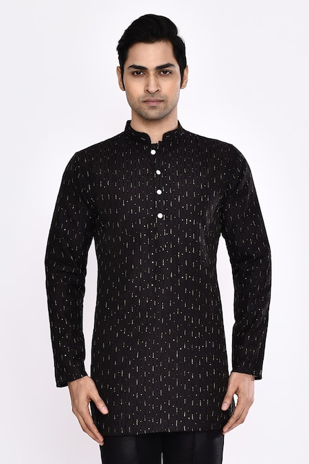 Arihant Rai Sinha Black Cotton Blend Kurta 