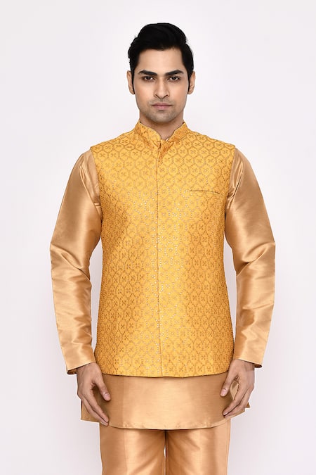 Arihant Rai Sinha Gold Silk Blend Kurta 