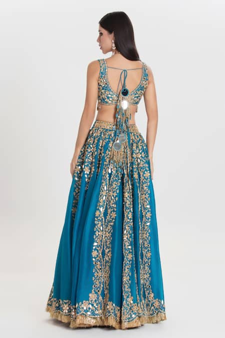Abhinav Mishra Neelam Celestial Blue Embroidered Lehenga Set 