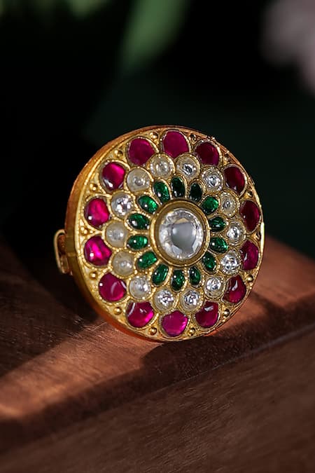Buy Riana Jewellery Pink Imitation Gemstones Multicolour Floral Ring Online at Aza Fashions Buy_Riana Jewellery_Pink Imitation Gemstones Multicolour Floral Ring _Online_at_Aza_Fashions