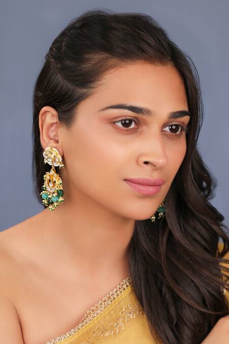 Buy Riana Jewellery Green Gemstones, Crystals Shades Of Emerald Drops Choker Set Online at Aza Fashions Buy_Riana Jewellery_Green Gemstones, Crystals Shades Of Emerald Drops Choker Set _Online_at_Aza_Fashions