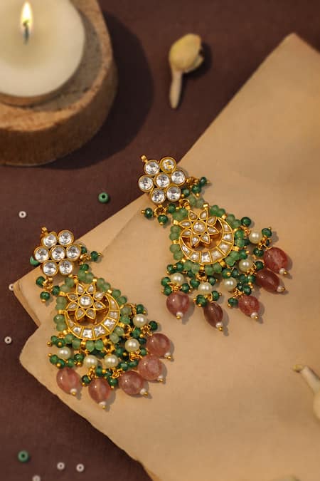 Riana Jewellery_Pink Gemstones, Beads Dressy Yet Classic Necklace Set _Online_at_Aza_Fashions