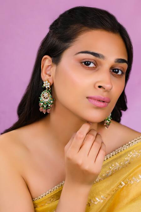 Buy_Riana Jewellery_Pink Gemstones, Beads Dressy Yet Classic Necklace Set _Online_at_Aza_Fashions