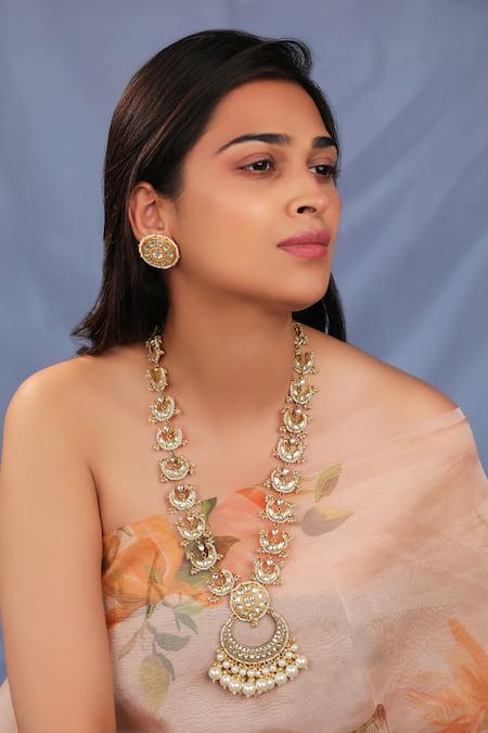 Riana Jewellery Long Royal Pendant Necklace Set 