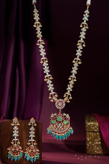 Riana Jewellery Jadau Long Pendant Necklace Set 