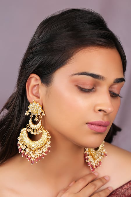 Riana Jewellery White Crystals Moissanite Stone Embellished Earrings Online at Aza Fashions Riana Jewellery_White Crystals Moissanite Stone Embellished Earrings _Online_at_Aza_Fashions