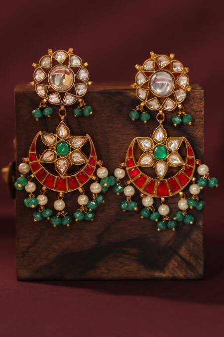 Buy_Riana Jewellery_Pink Pearls, Stones Traditioal Yet Royal Indian Style Earings _Online_at_Aza_Fashions