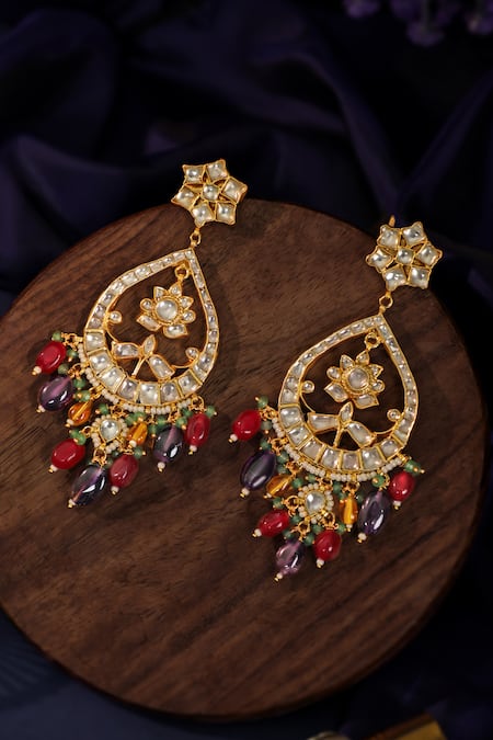 Shop_Riana Jewellery_Beads, Stones Ethnic Style Earrings _at_Aza_Fashions