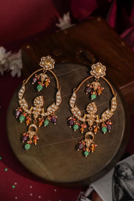 Riana Jewellery_Multi Color Beads Chandbali Earings With Multicolour _Online_at_Aza_Fashions