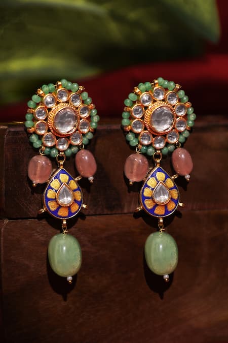 Buy Riana Jewellery Imitation Gemstones Delicate Stud Earings Online at Aza Fashions Buy_Riana Jewellery_Imitation Gemstones Delicate Stud Earings _Online_at_Aza_Fashions