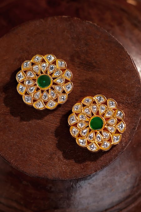 Riana Jewellery Floral Jadau Kundan Delicate Studs 