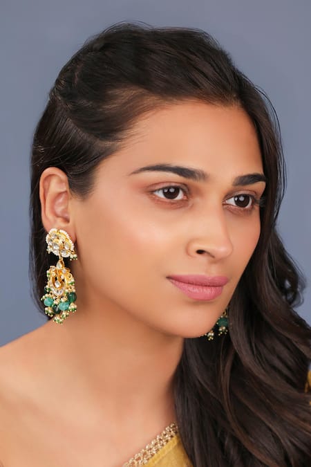 Riana Jewellery Green Floral Tiny Occassion Wear Earings 