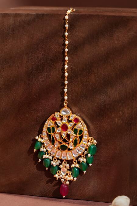 Buy Riana Jewellery Gold Plated Ethnic Embellished Maangtikka Online at Aza Fashions Buy_Riana Jewellery_Gold Plated Ethnic Embellished Maangtikka _Online_at_Aza_Fashions