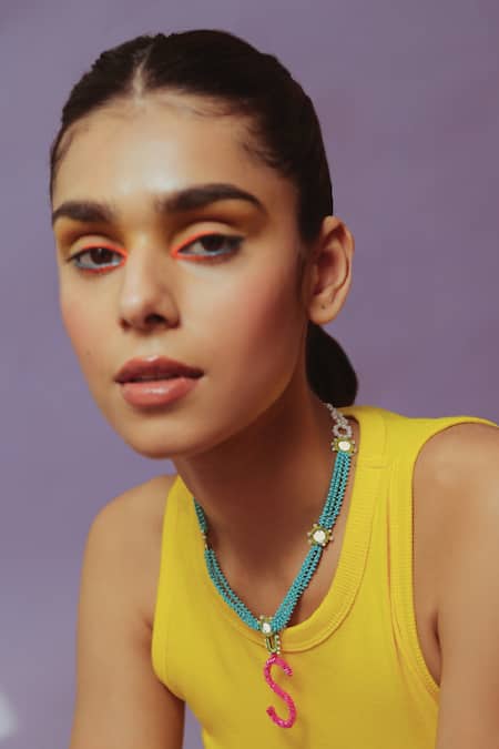 Shop NAKHREWAALI Multi Color Omg Necklace at Aza Fashions Shop_NAKHREWAALI_ Multi Color Omg Necklace _at_Aza_Fashions