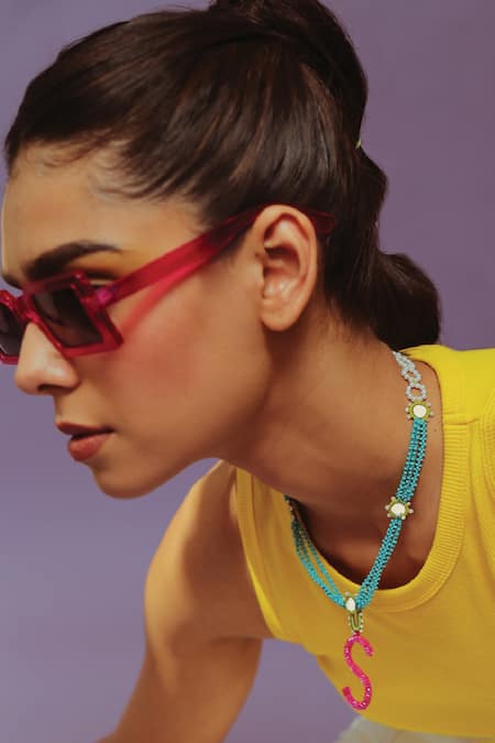 NAKHREWAALI Multi Color Omg Necklace Online at Aza Fashions NAKHREWAALI_ Multi Color Omg Necklace _Online_at_Aza_Fashions