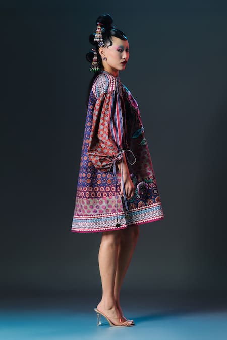 Rajdeep Ranawat_Multi Color Embroidery Round Neck Angelica Printed _Online_at_Aza_Fashions