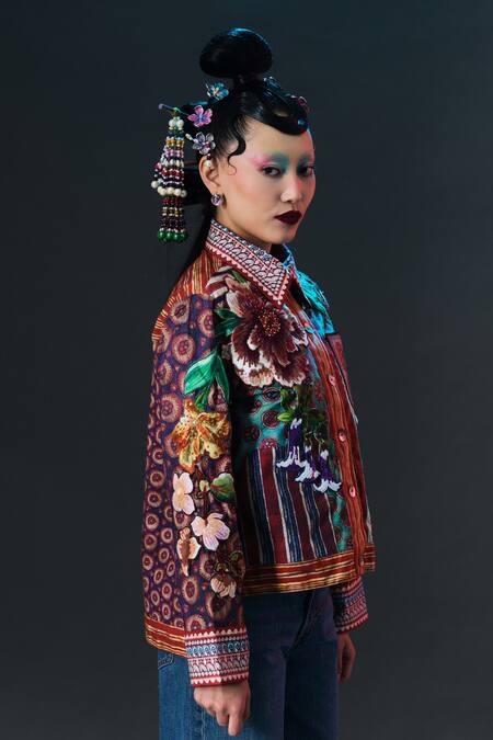 Buy_Rajdeep Ranawat_Multi Color Cotton, Poplin Embroidery, Lolita Printed Patched _Online_at_Aza_Fashions