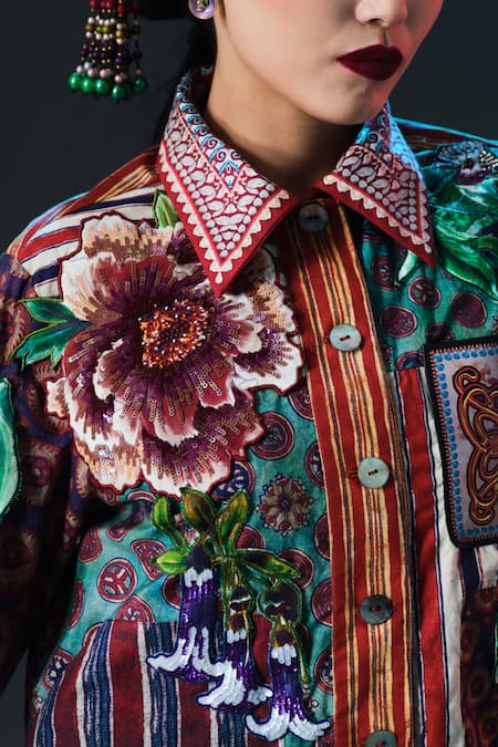 Buy_Rajdeep Ranawat_Multi Color Cotton, Poplin Embroidery, Lolita Printed Patched 