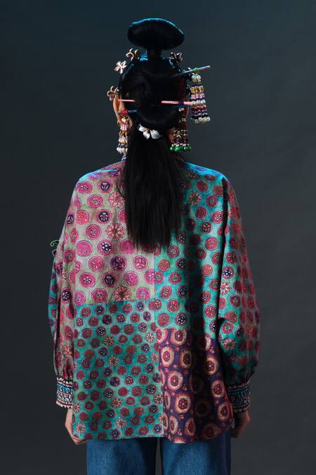 Rajdeep Ranawat Faiza Shirt Curvy Printed Embroidered Shirt 