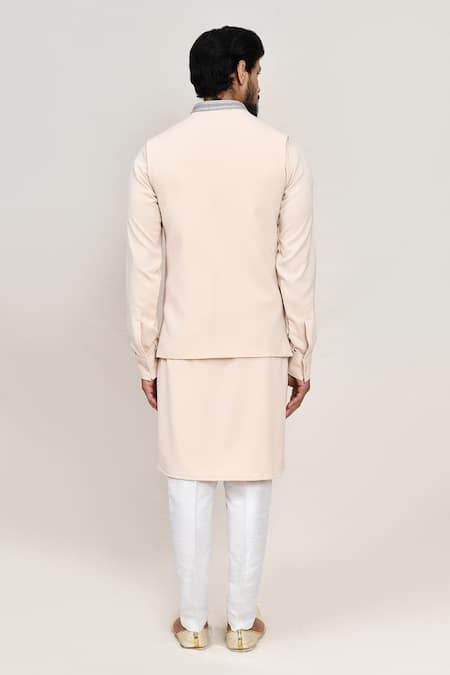 Arihant Rai Sinha Cream Thread Work Nehru Jacket 