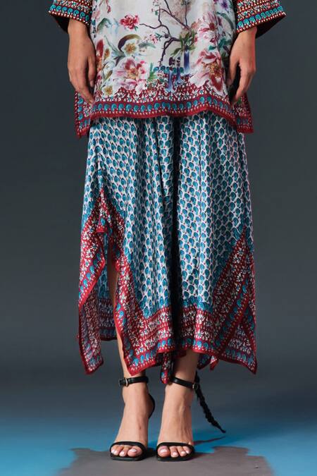 Buy_Rajdeep Ranawat_Beige Kota Doria Printed Silk _Online_at_Aza_Fashions